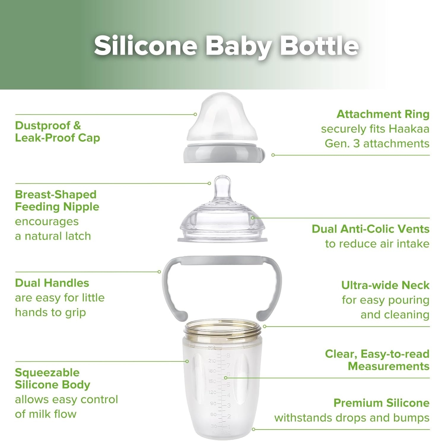 Haakaa GEN 3 Silicone Baby Bottle 250ML - Grey