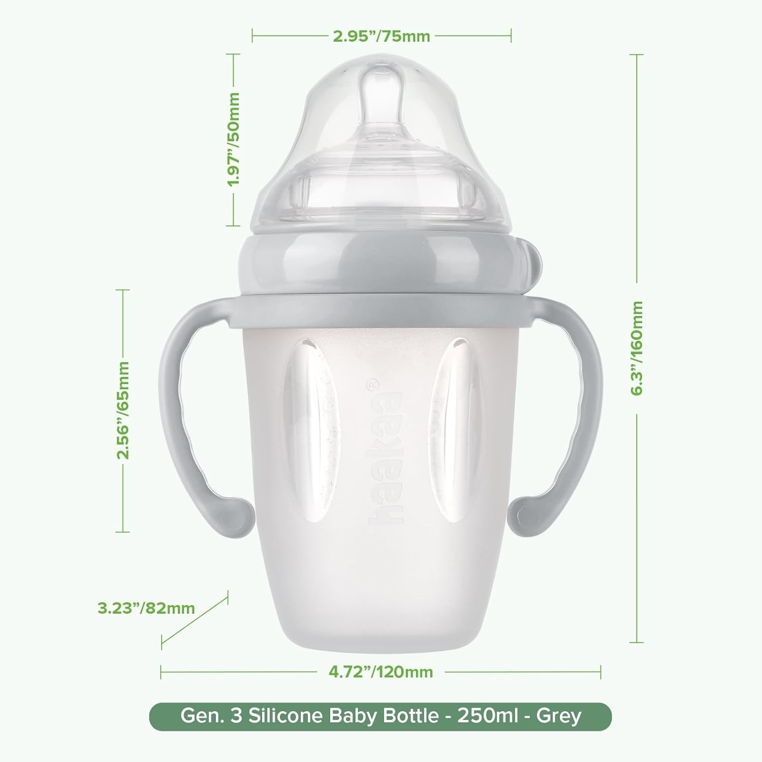 Haakaa GEN 3 Silicone Baby Bottle 250ML - Grey