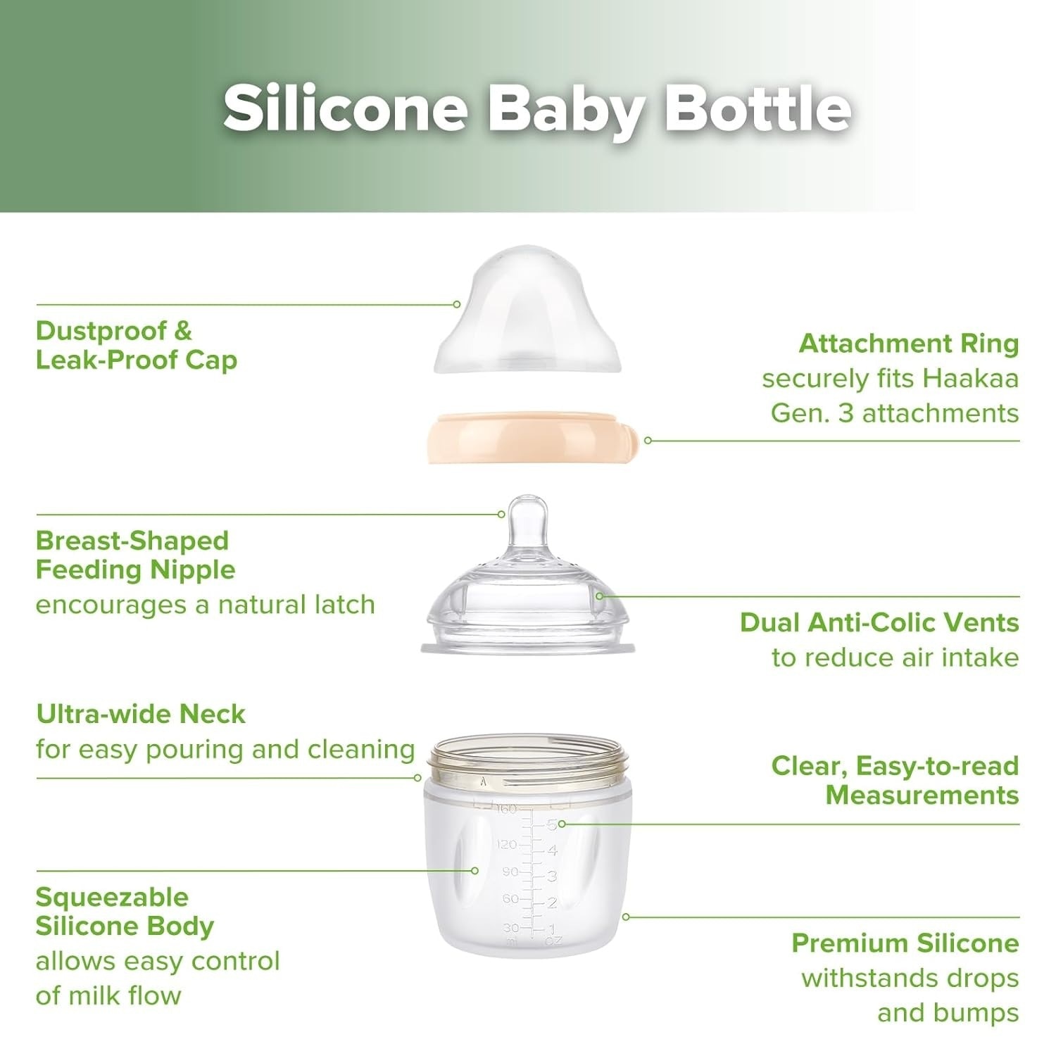Haakaa GEN 3 Silicone Baby Bottle 160ML - Grey