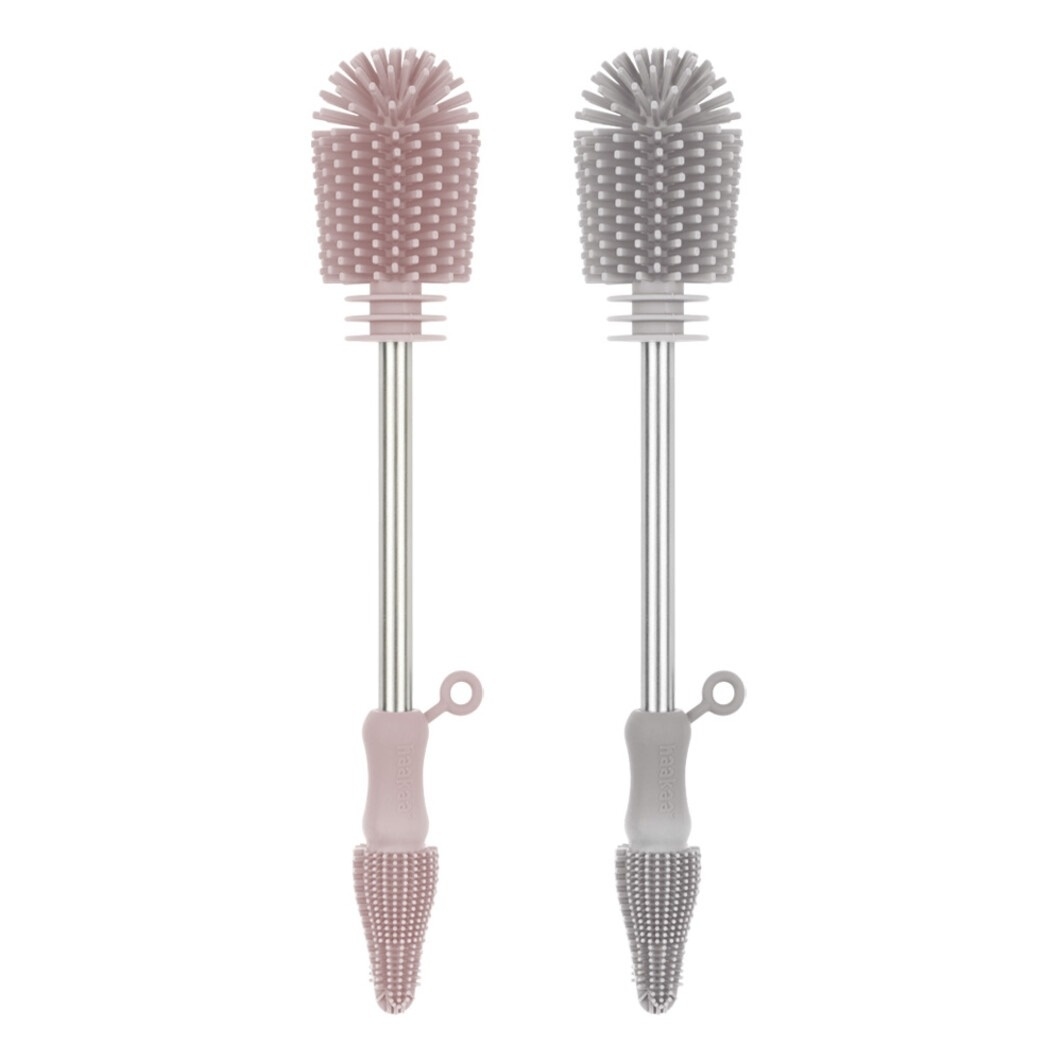 Haakaa Double-Ended Silicone Cleaning Brush - Suva Grey