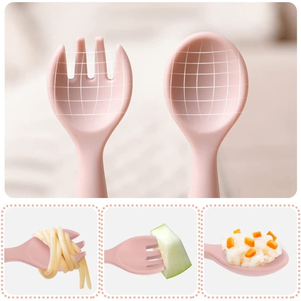 Haakaa Bendy Silicone Cutlery Set - Blush
