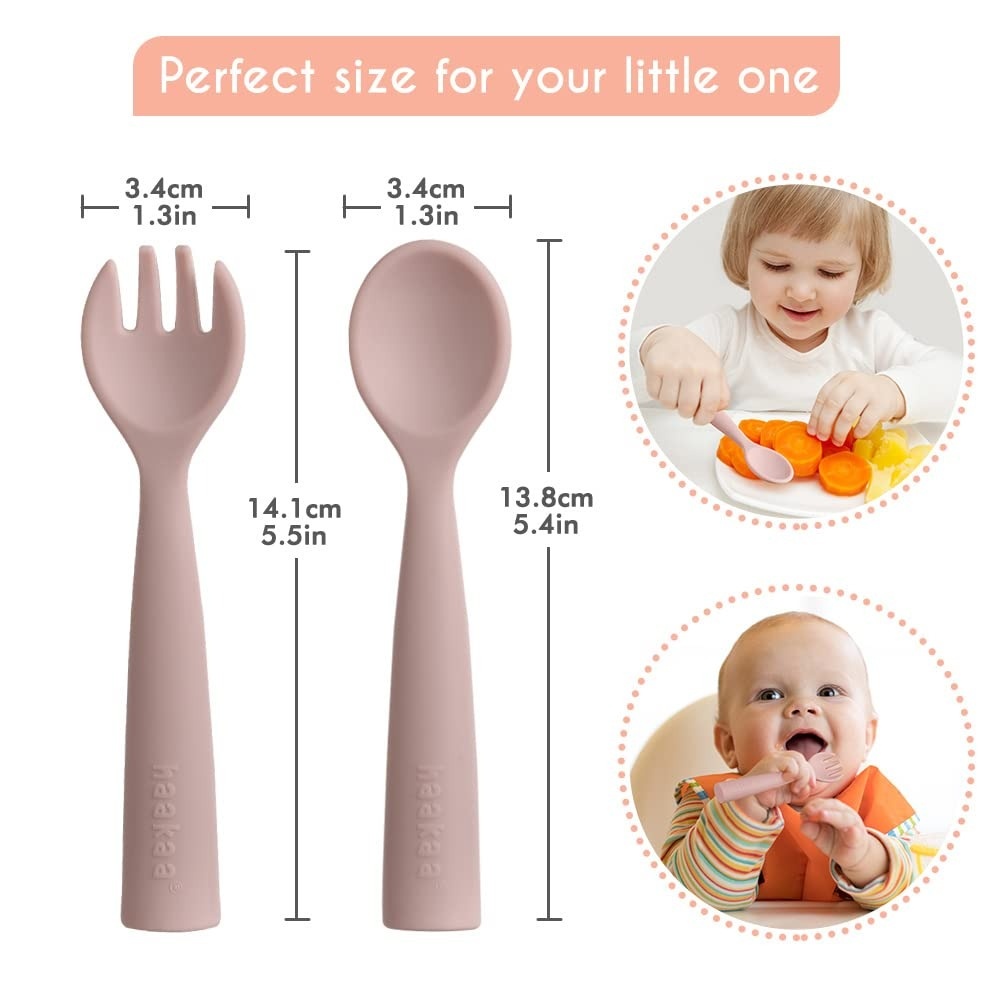Haakaa Bendy Silicone Cutlery Set - Blush