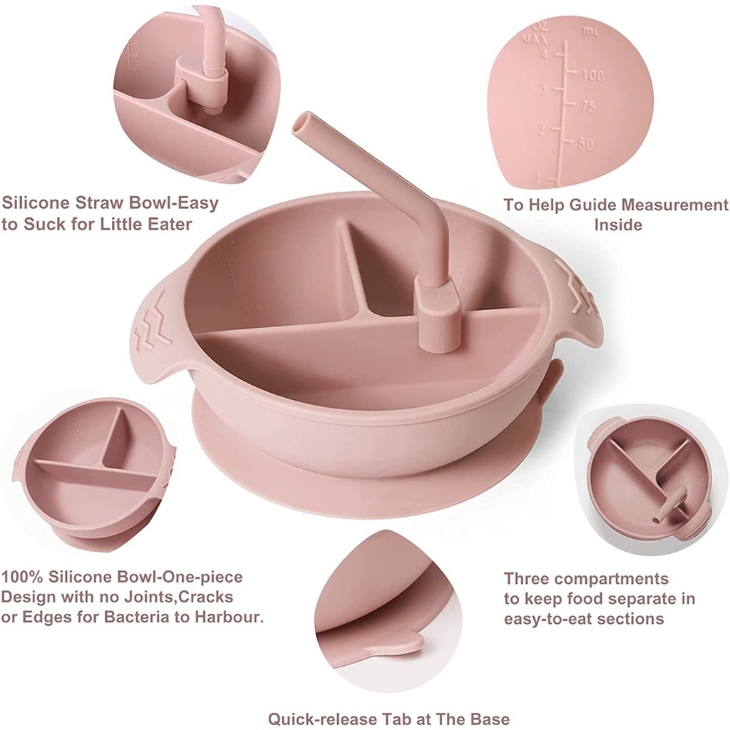 Haakaa Silicone Divided Suction Bowl - Blush