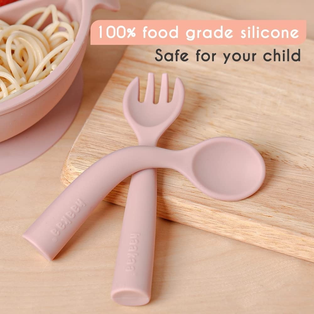 Haakaa Bendy Silicone Cutlery Set - Blush