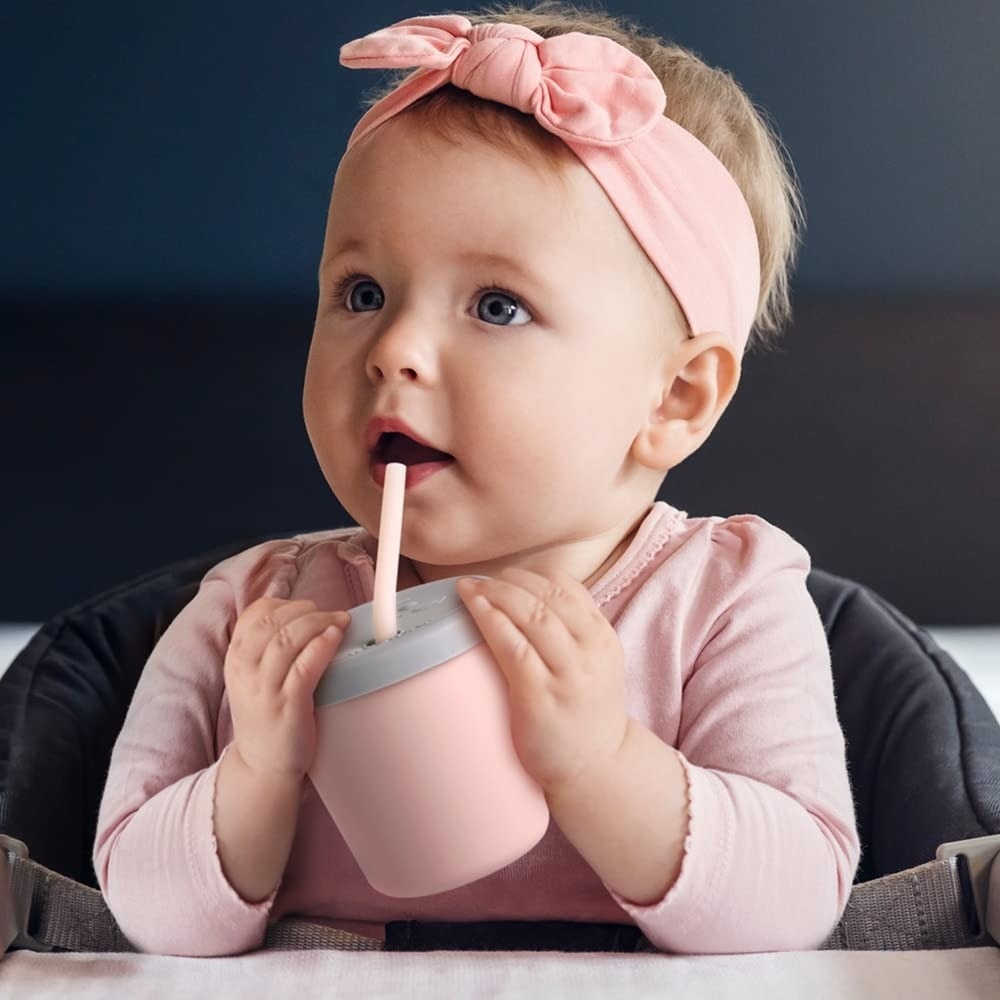 Haakaa Jolly Hippo Silicone Sippy Cup with Straw 150ml - Blush