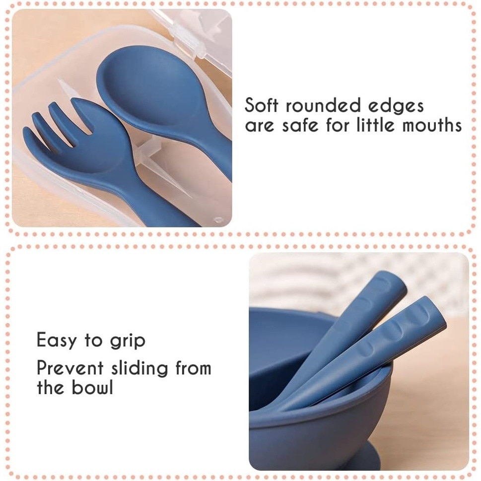 Haakaa Bendy Silicone Cutlery Set - Bluestone