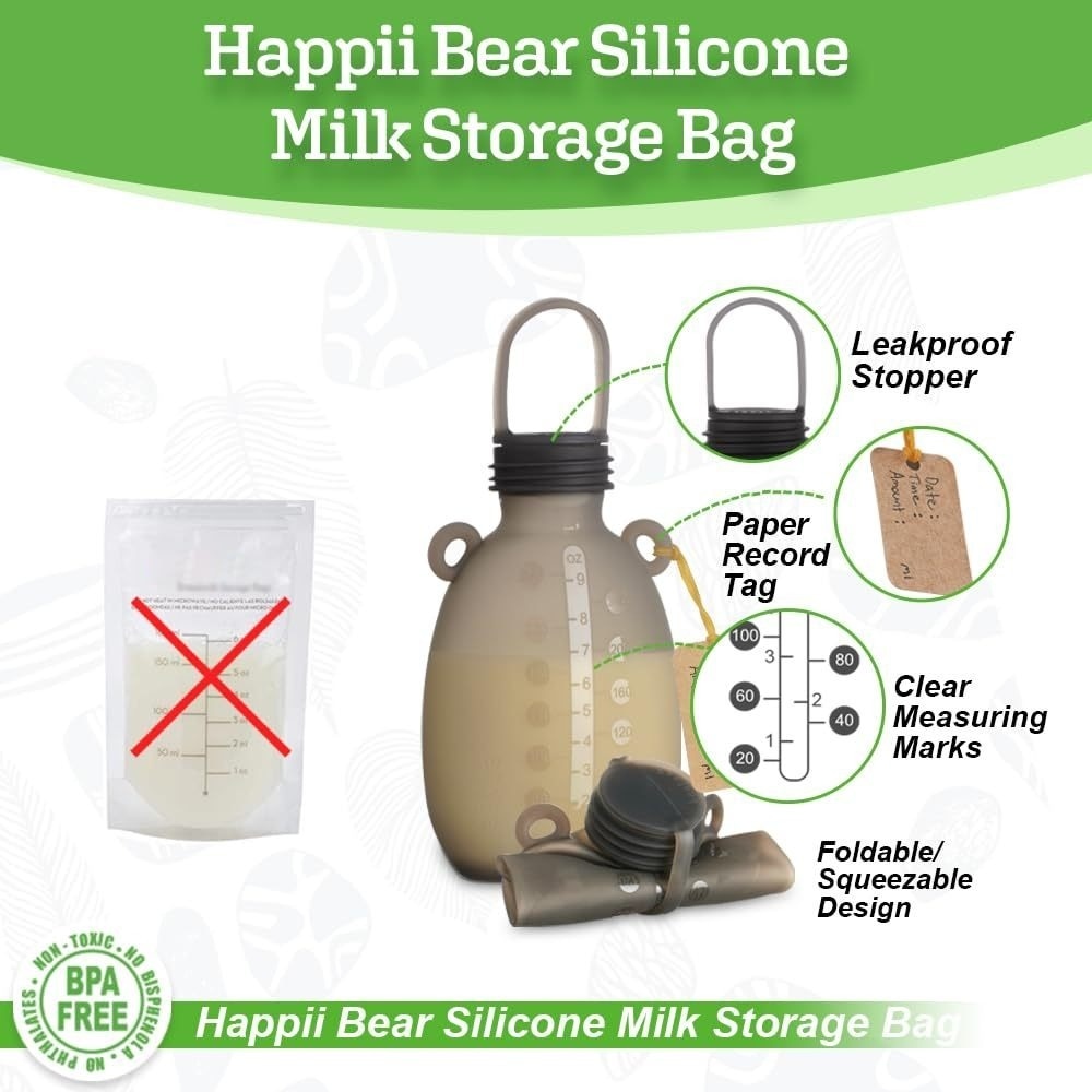 HaaKaa Happii Bear Silicone Breast Milk Storage Bag - Happii Bear (1pcs)