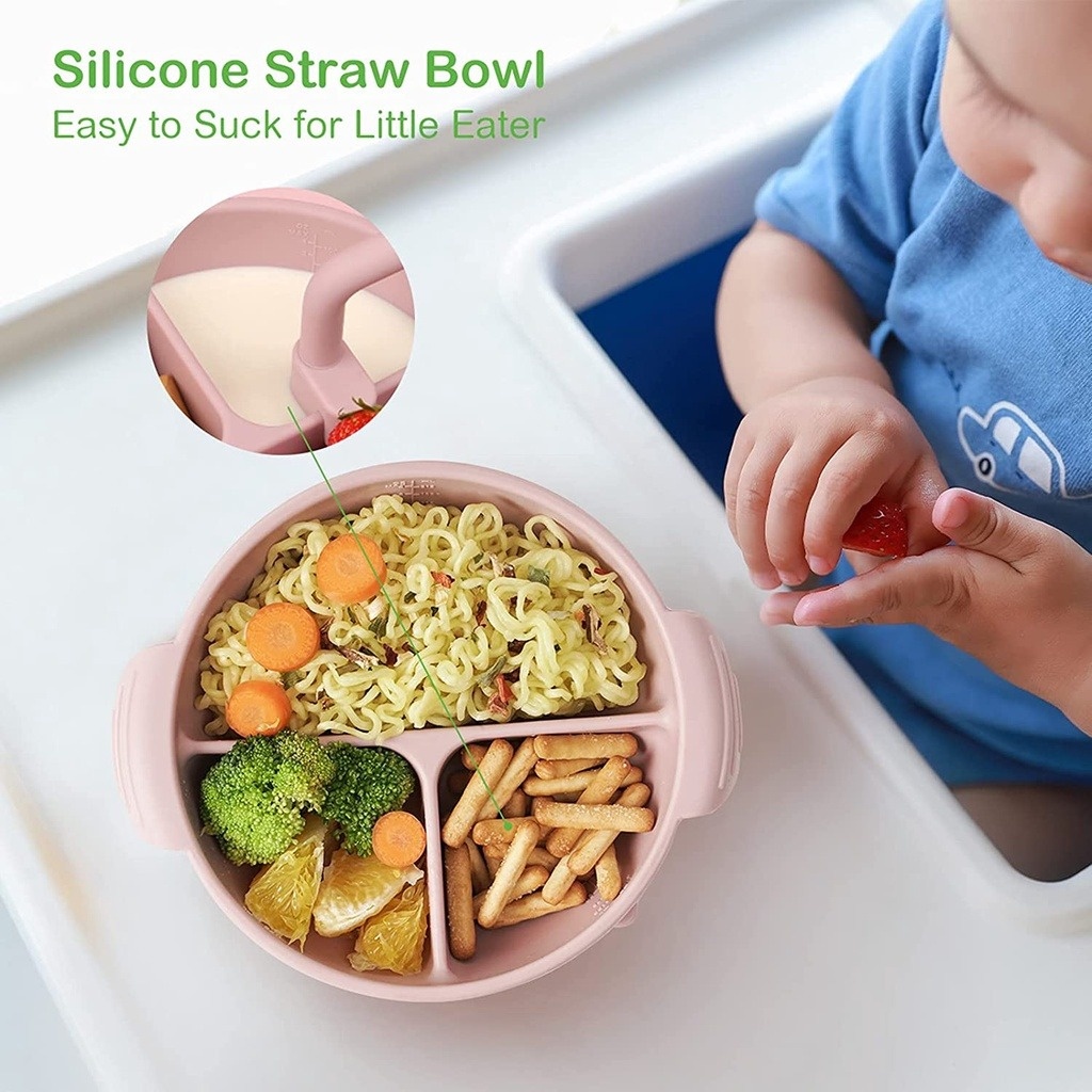 Haakaa Silicone Divided Suction Bowl - Blush