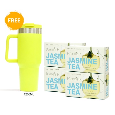 PURPLE CANE - Purple Cane 4 X Cane’s Jasmine Tea (30 Teabags) Free Yellow XL Vacuum Mug