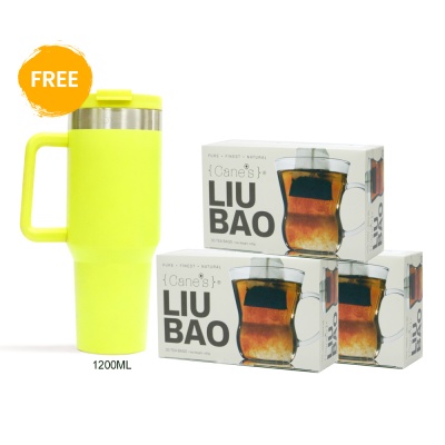 PURPLE CANE - Purple Cane 3 X Cane’s Liu Bao Dark Tea (30 Teabags) Free Yellow XL Vacuum Mug