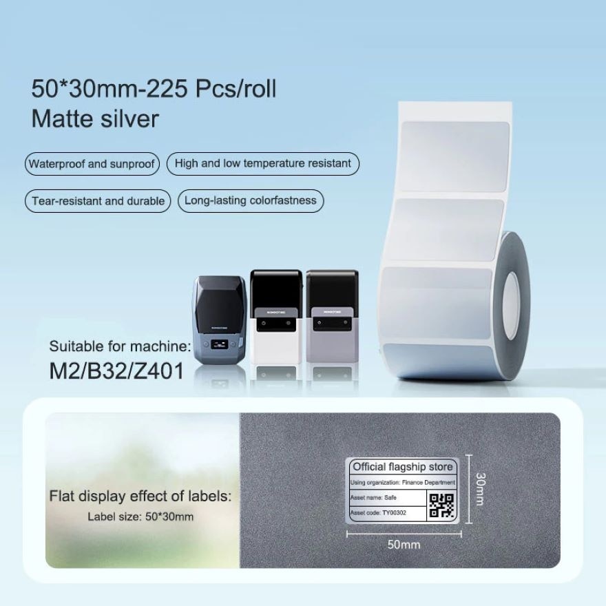 NIIMBOT M2 Matte Silver Label Sticker ES50*30-225