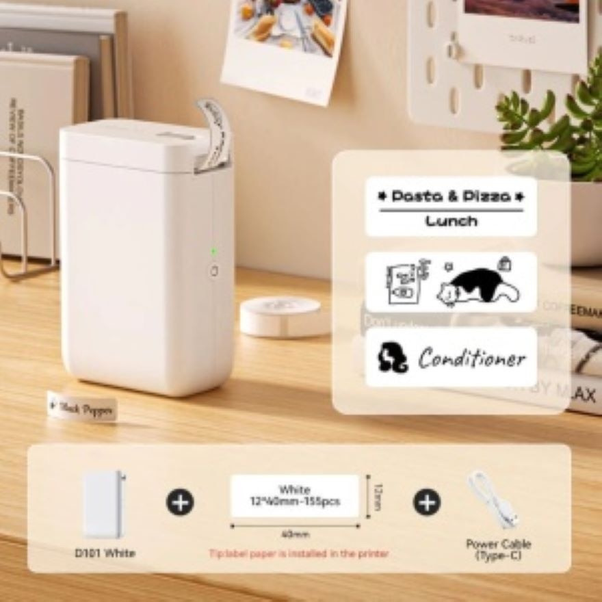 NIIMBOT D101 Mini Portable Label Sticker Printer  Thermal Inkless Machine  Free 1 Roll Sticker