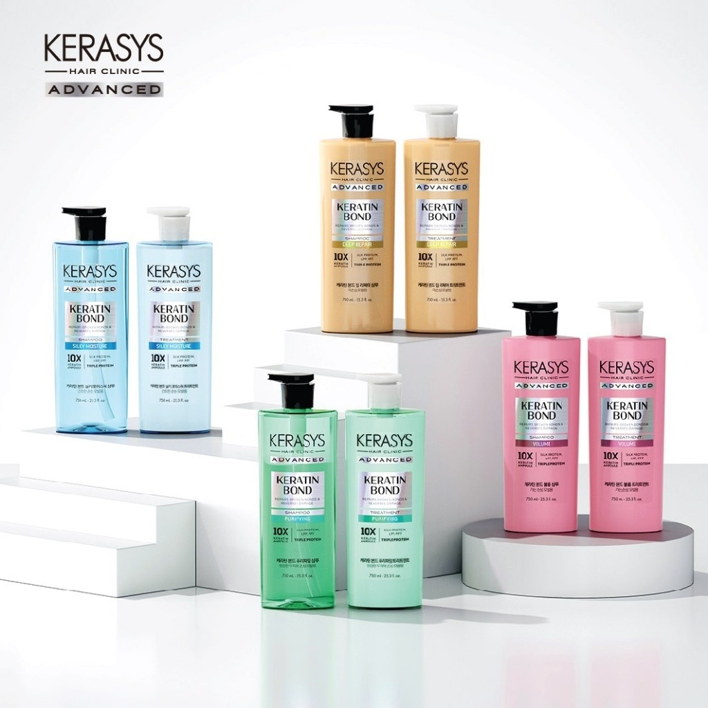 Kerasys Advanced Keratin Bond Silky Moisture Shampoo & Conditioner (600ml)
