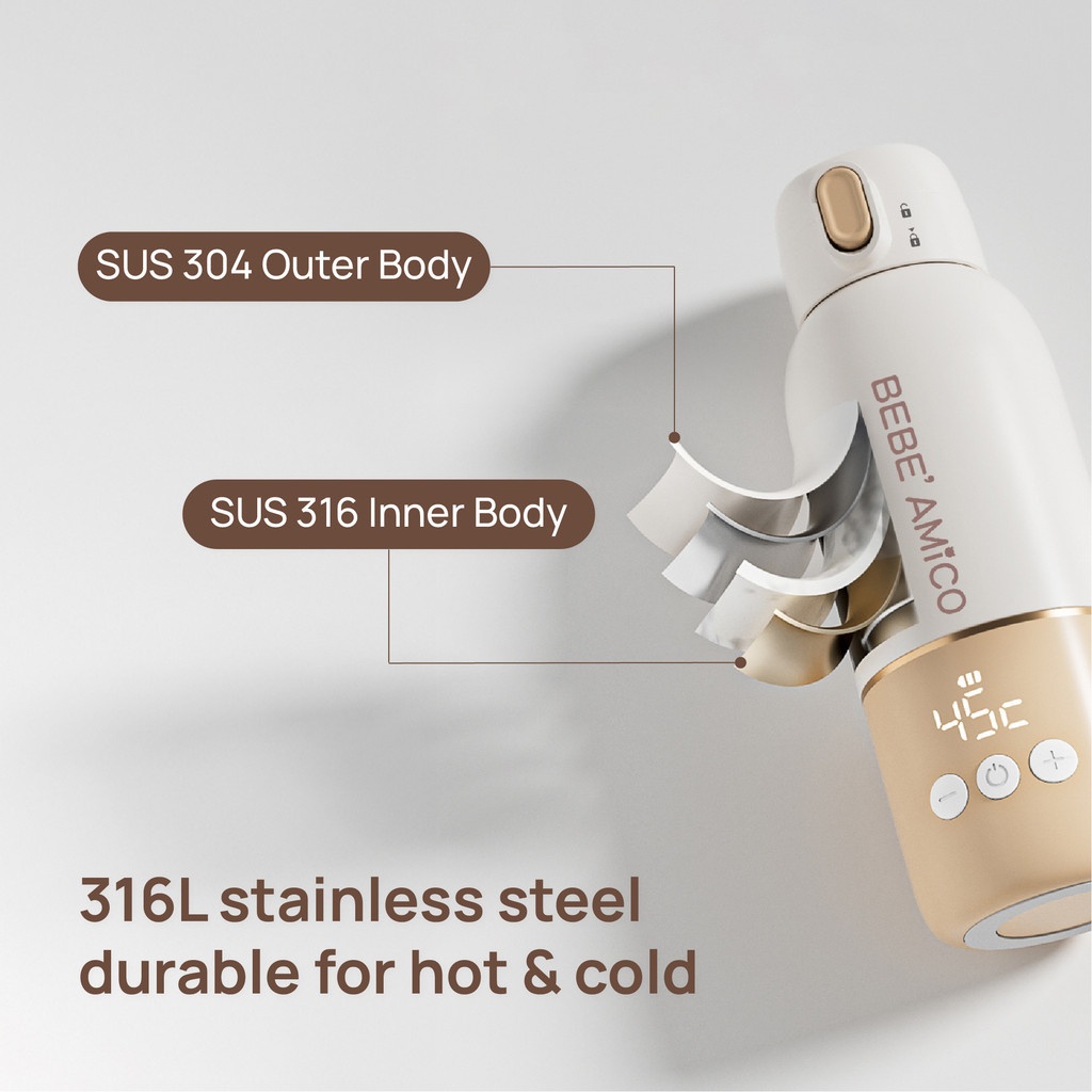 Bebe Amico Stainless Steel Portable Water Warmer 350ml image
