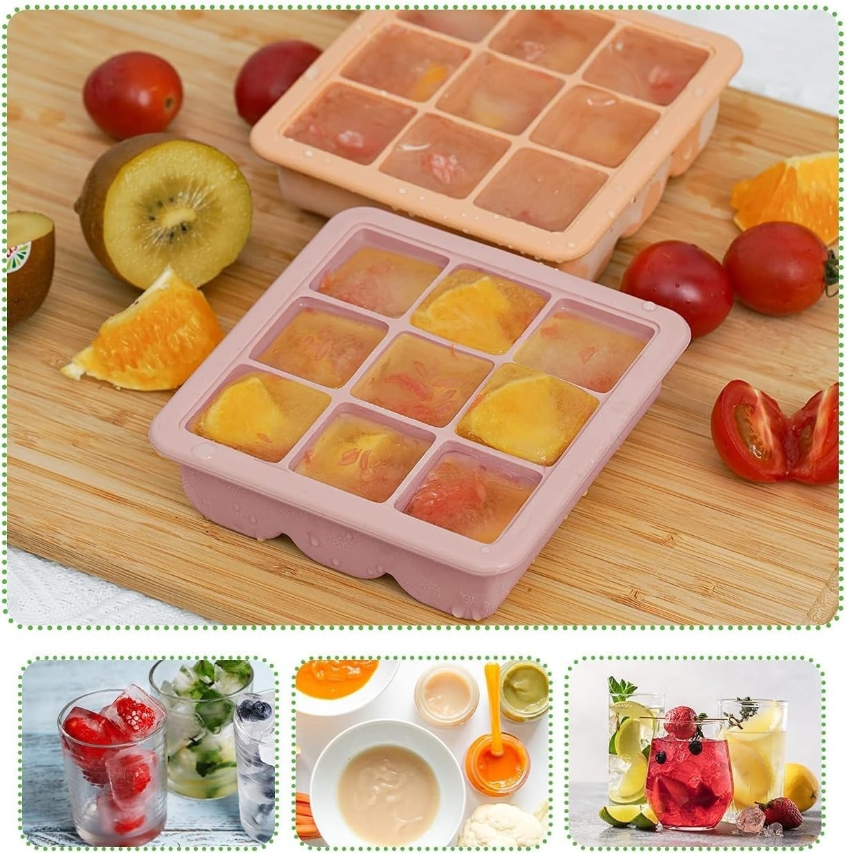 Haakaa Baby Food And Breast Milk Freezer Tray - 9 compartments Blush