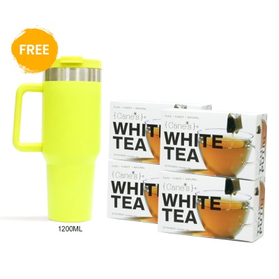 PURPLE CANE - Purple Cane 4 X Cane’s White Tea (30 Teabags) Free Yellow XL Vacuum Mug
