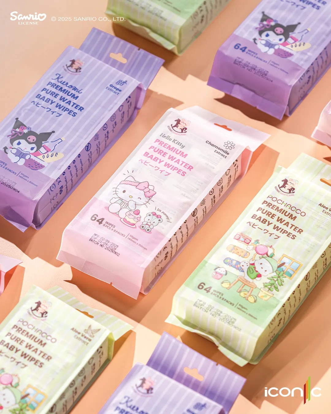 Sanrio Baby Wipes Pochacco 8'S x 8 [Pocket-Sized]
