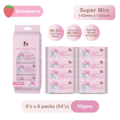 ICONIC Sanrio Baby Wipes My Melody 8'S x 8 [Pocket-Sized]