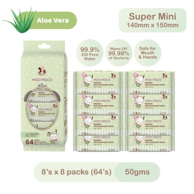 ICONIC Sanrio Baby Wipes Pochacco 8'S x 8 [Pocket-Sized]