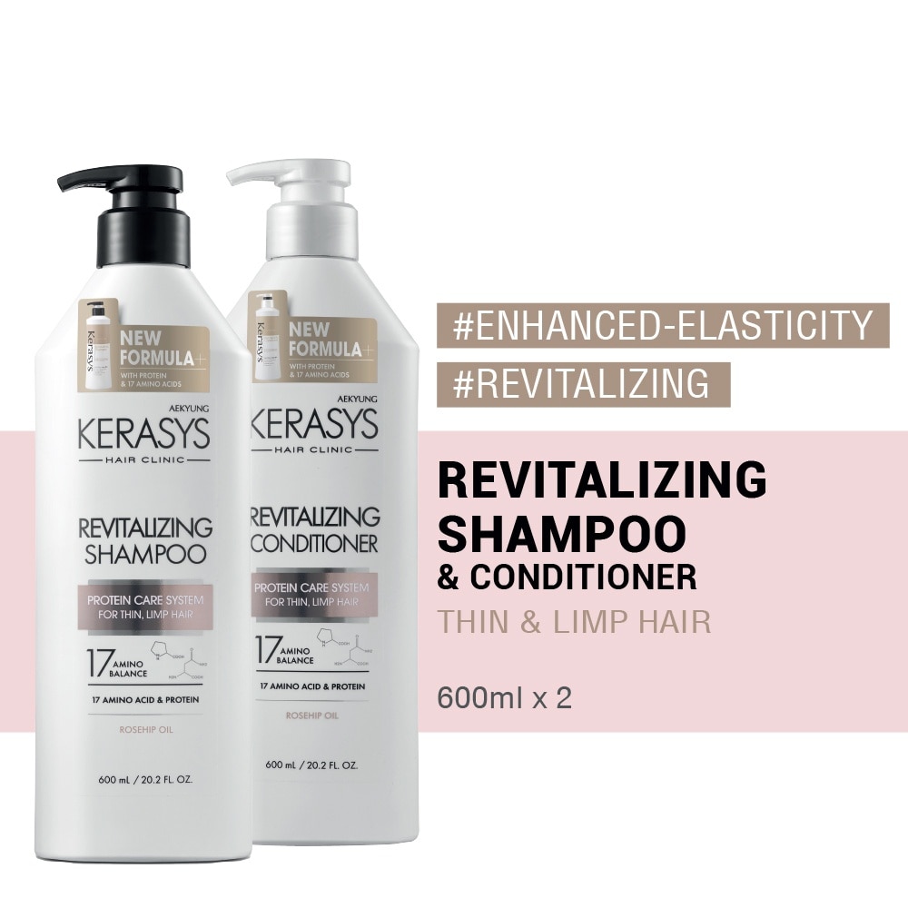 Kerasys Enhanced- Elasticity Revitalizing Shampoo & Conditioner (600ml/1 Set)